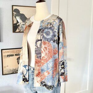 Floral Kimono Blouse by Chico's size 0 small muted multicolor fits like size 4